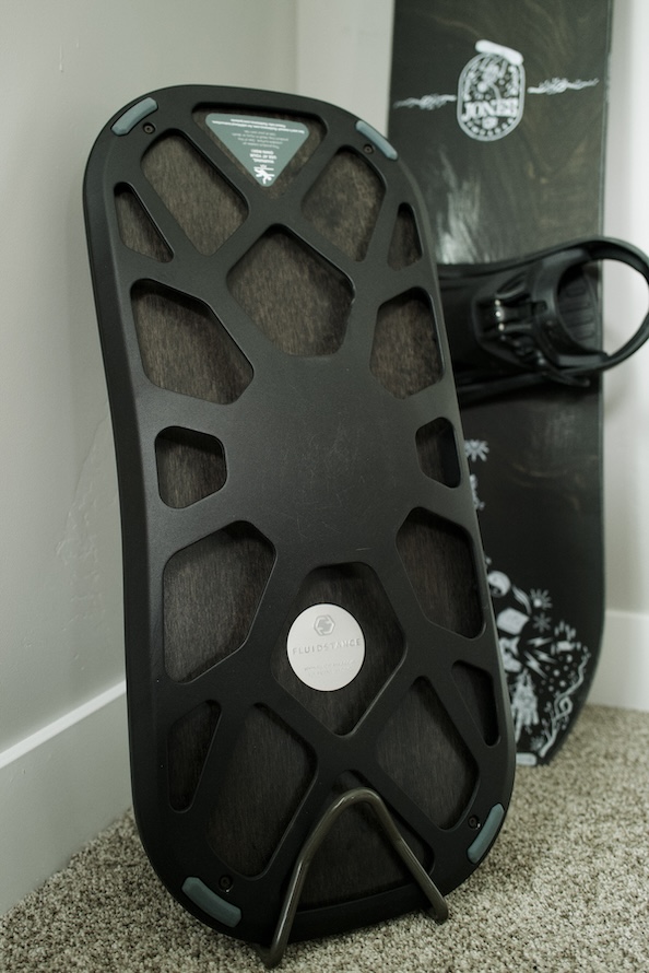 a photograph of the fluidstance balance board on it's storage stand